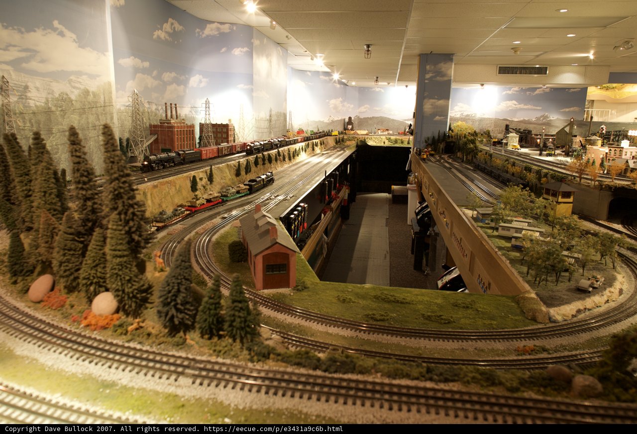 Model Train Chugs Through Terminal Station Tunnel