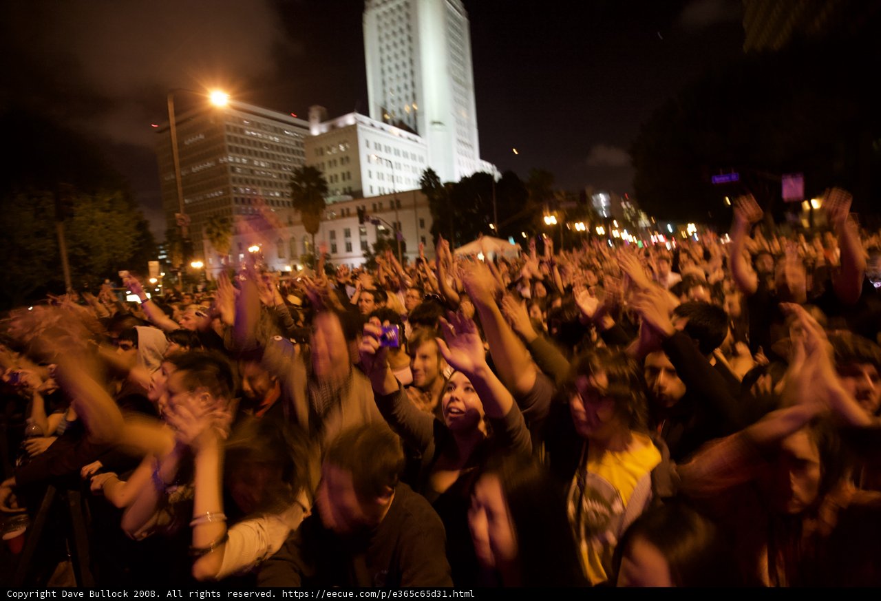 Nighttime City Gathering