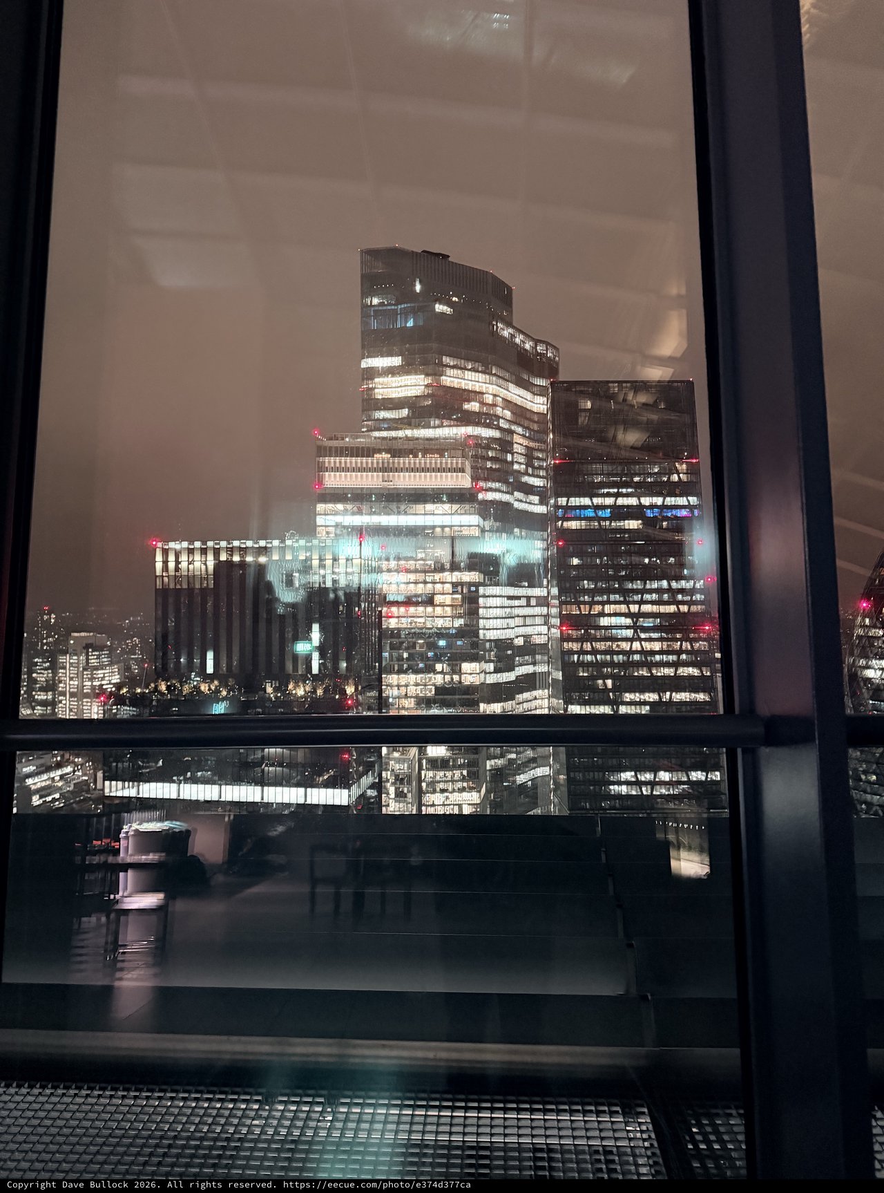 Night View of Modern London Office Buildings
