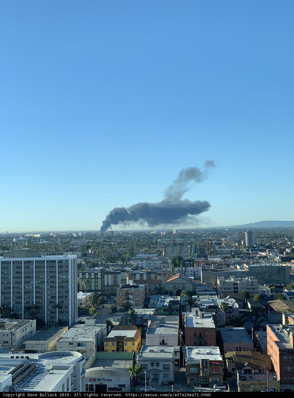 Smoke Billows over Los Angeles Skyline