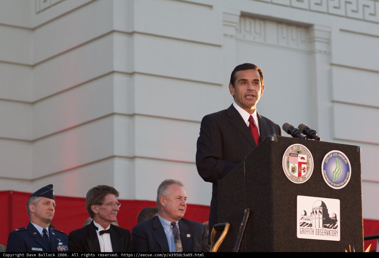 Antonio Villaraigosa Delivers Speech at Podium