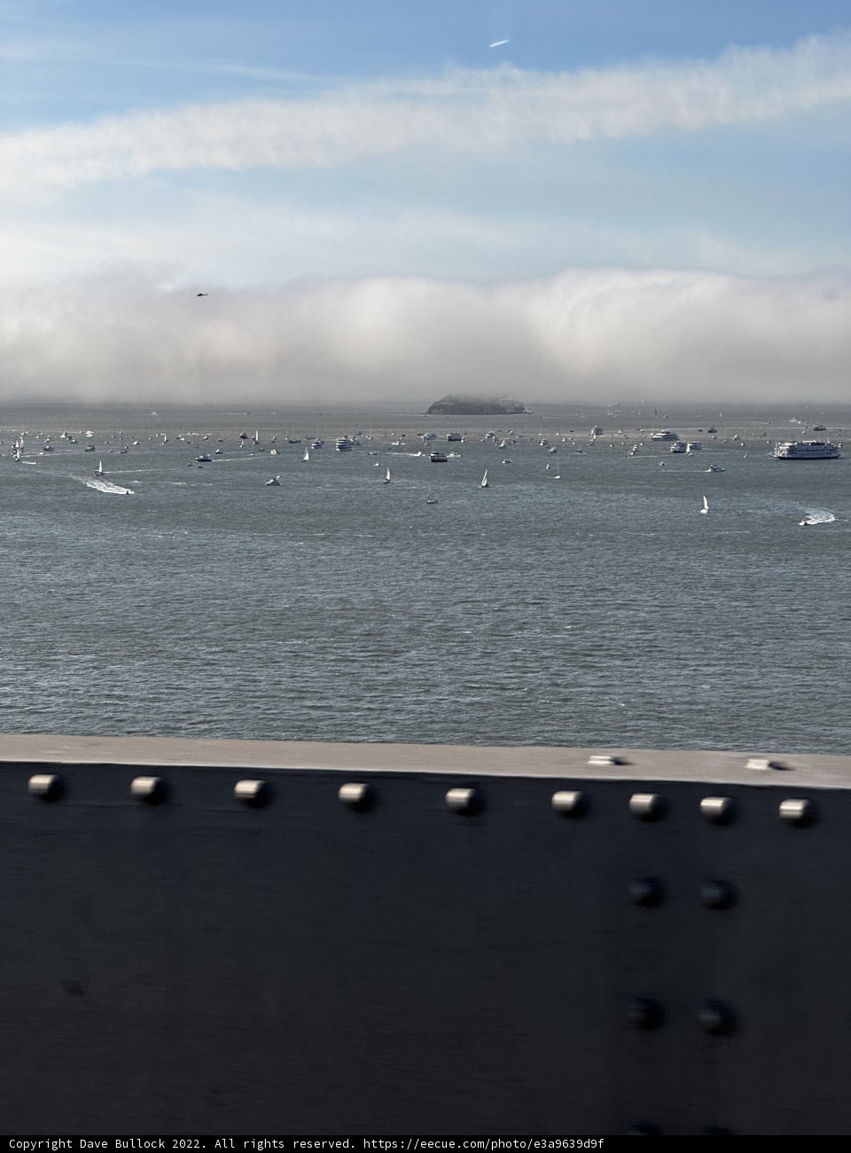 Navy Cruiser and 13 Ships on the Bay Bridge View