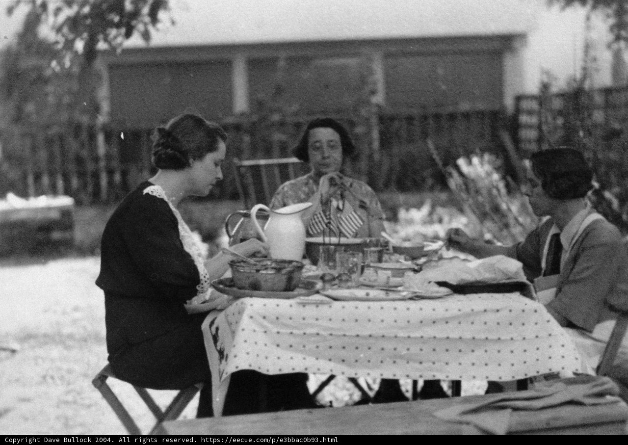 Three Women Enjoying a Meal Outside