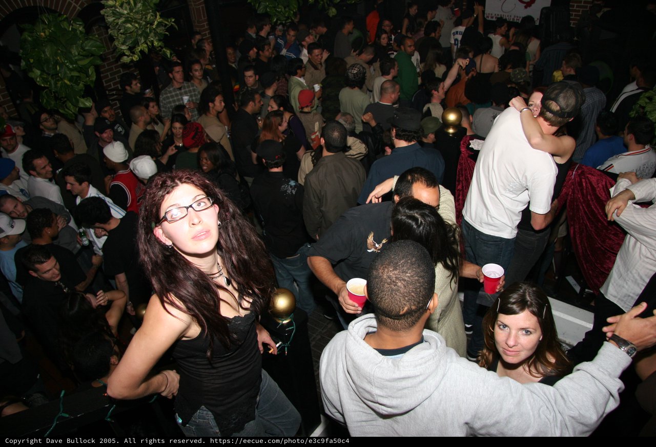 Crowded Indoor Party Scene on Christmas Eve 2005