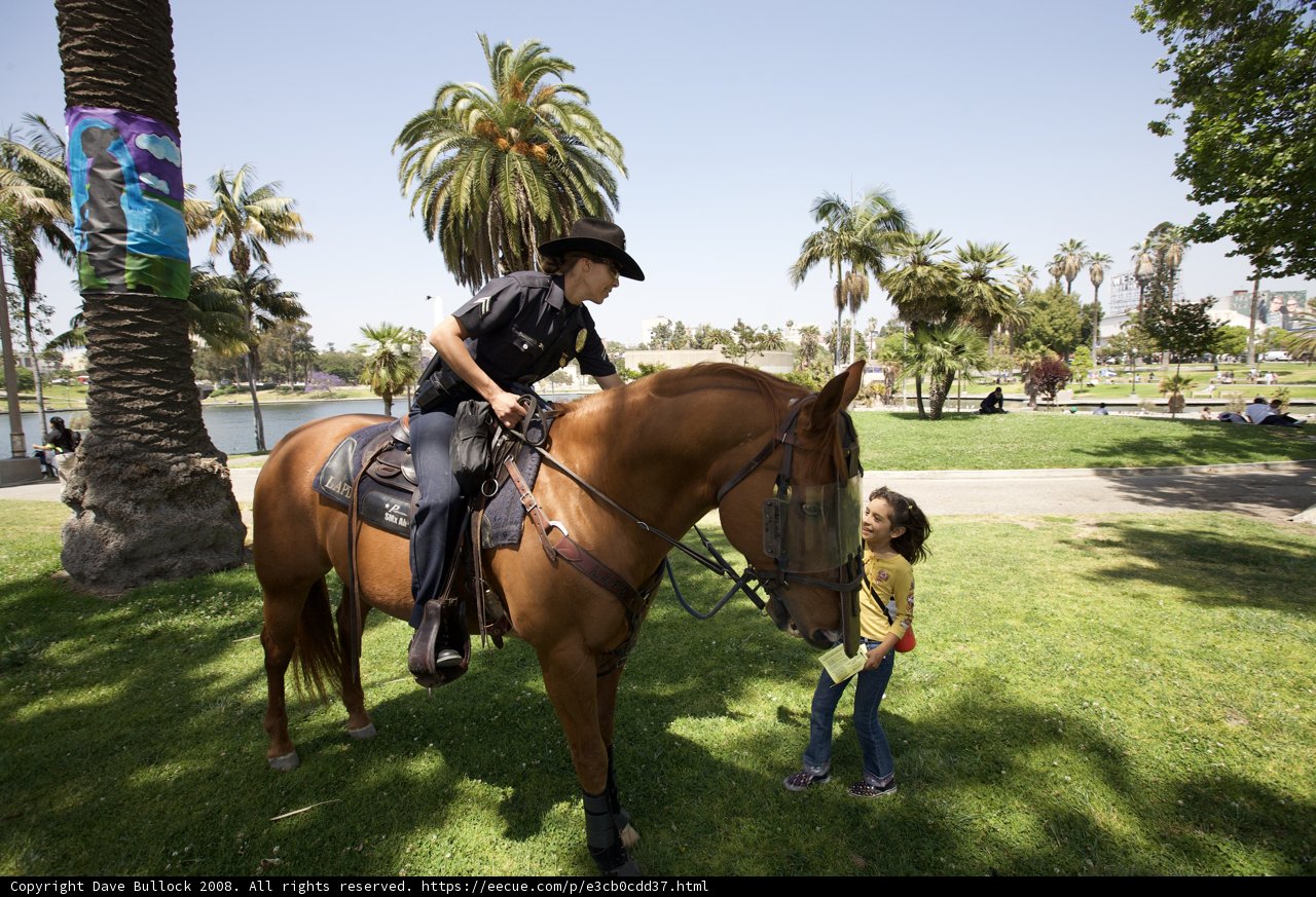 Mounted Officer Leading May Day Rally