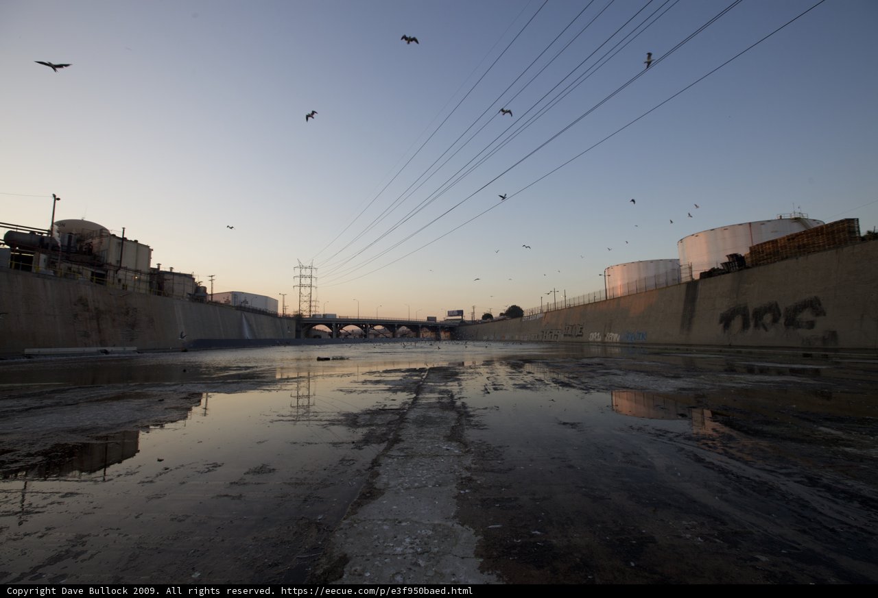 Sunset over the LA River Oil Tanks