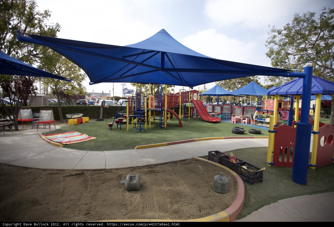 Blue Umbrella in the Outdoor Play Area
