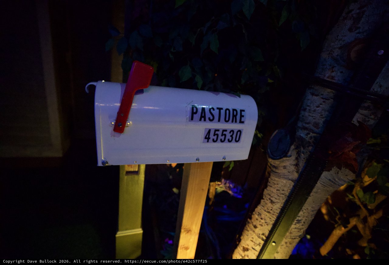White Mailbox Under Moody Night Lighting at Pastore 45530