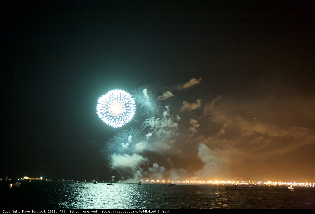 Spectacular Fireworks Display over the Water
