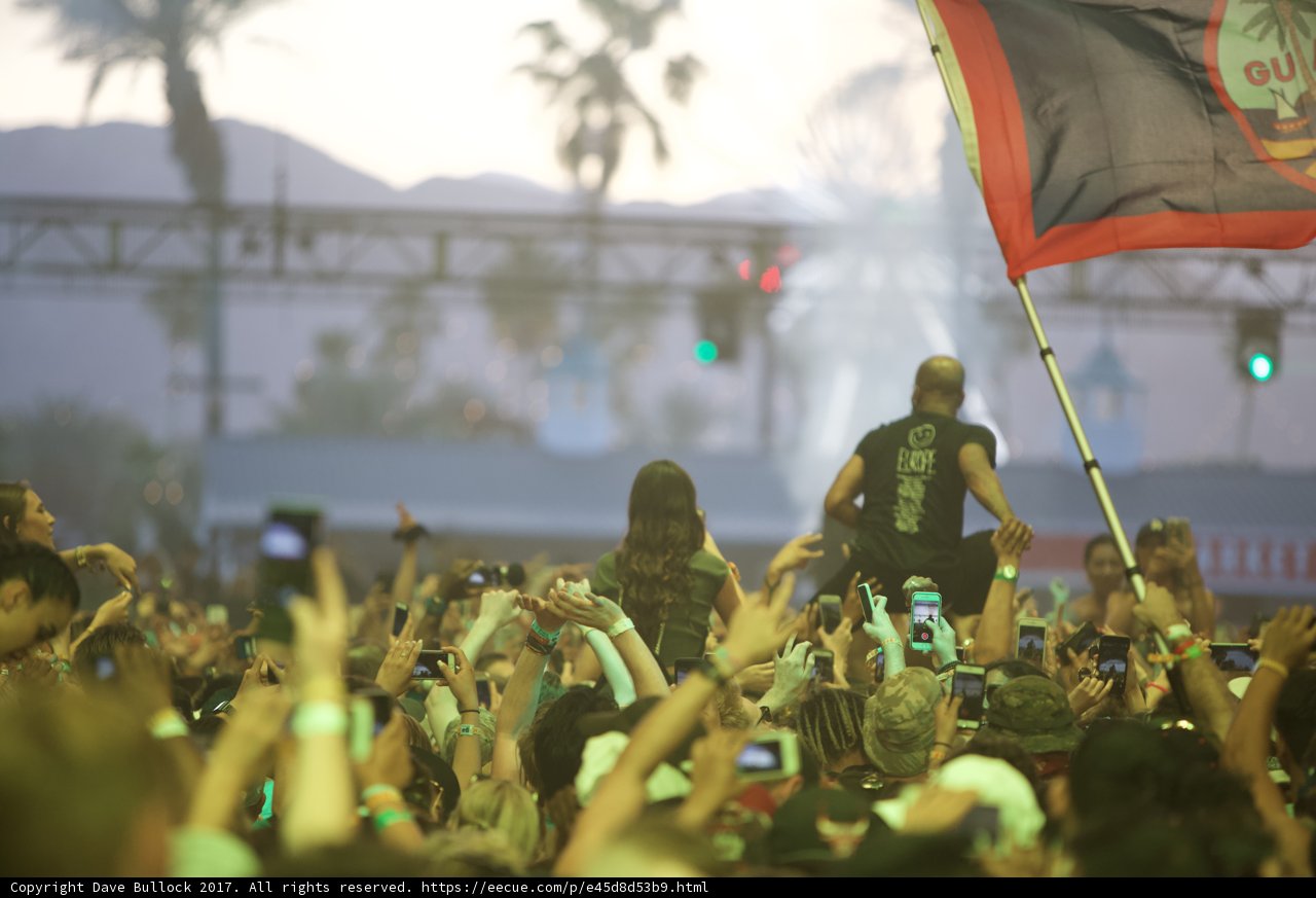 Flag Waves High in the Coachella Crowd
