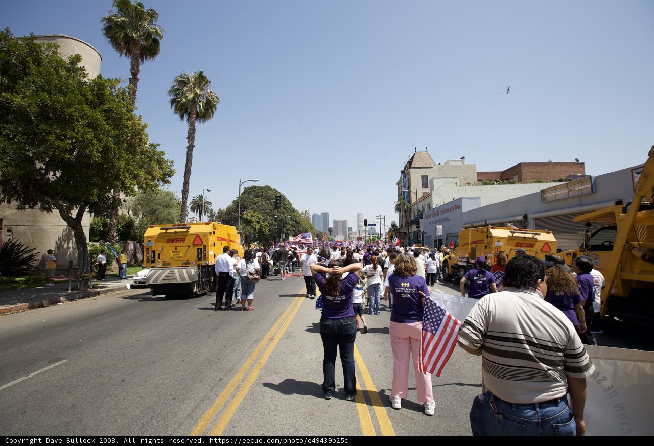 Mayday Rally Marching Through the Streets