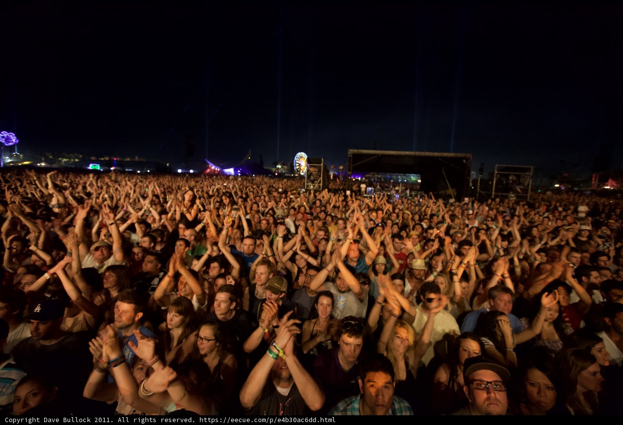 Coachella 2011: Night Sky Over a Rock Concert Crowd