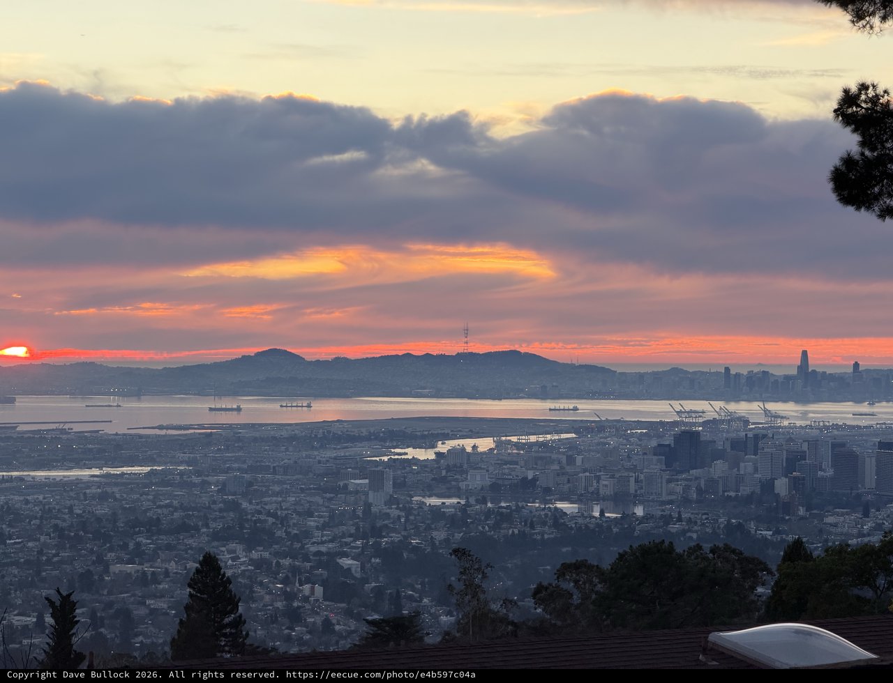 Golden Sunset Over San Francisco Bay and Oakland