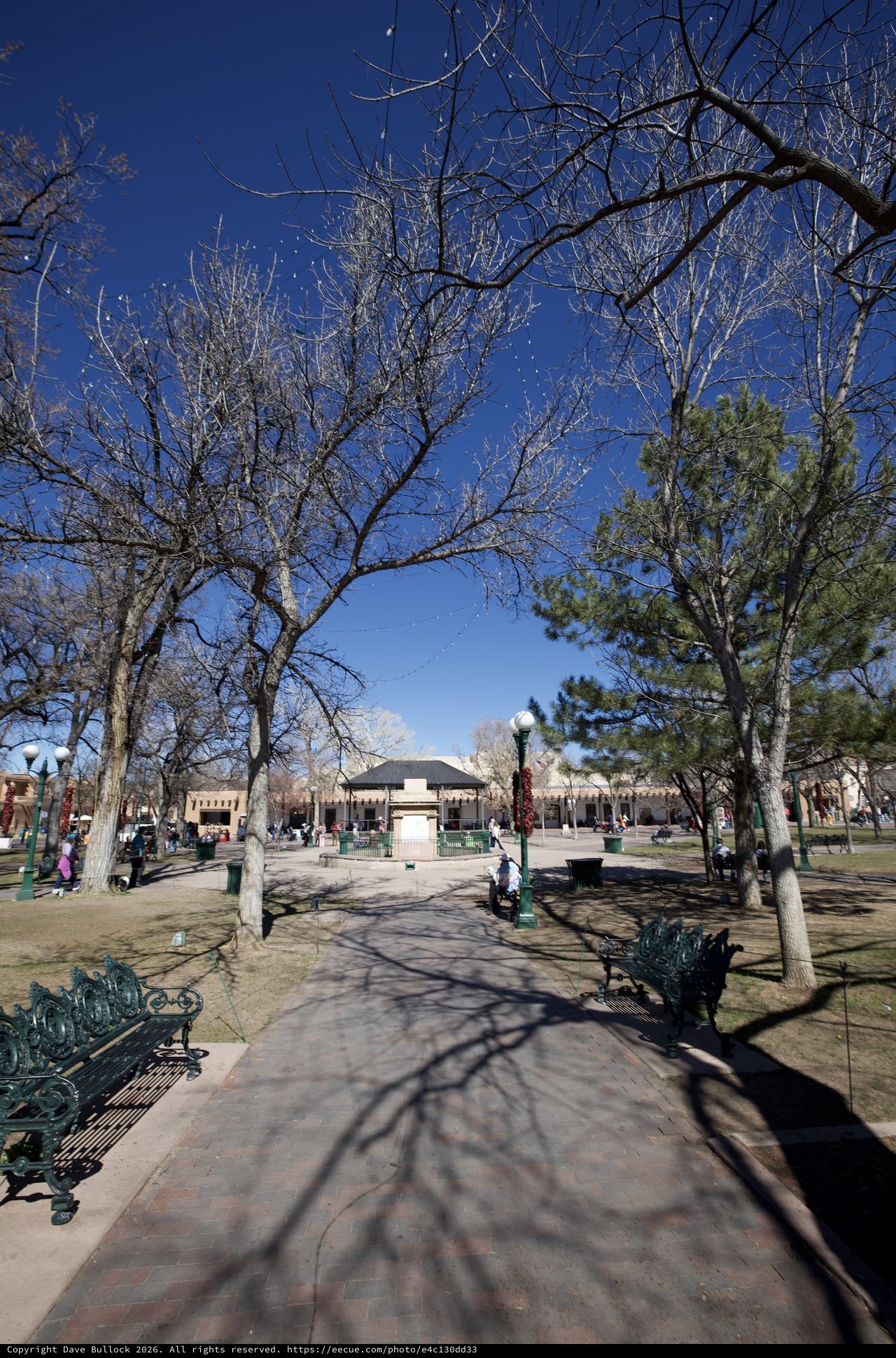 Historic Plaza and Monument Under Winter Sky