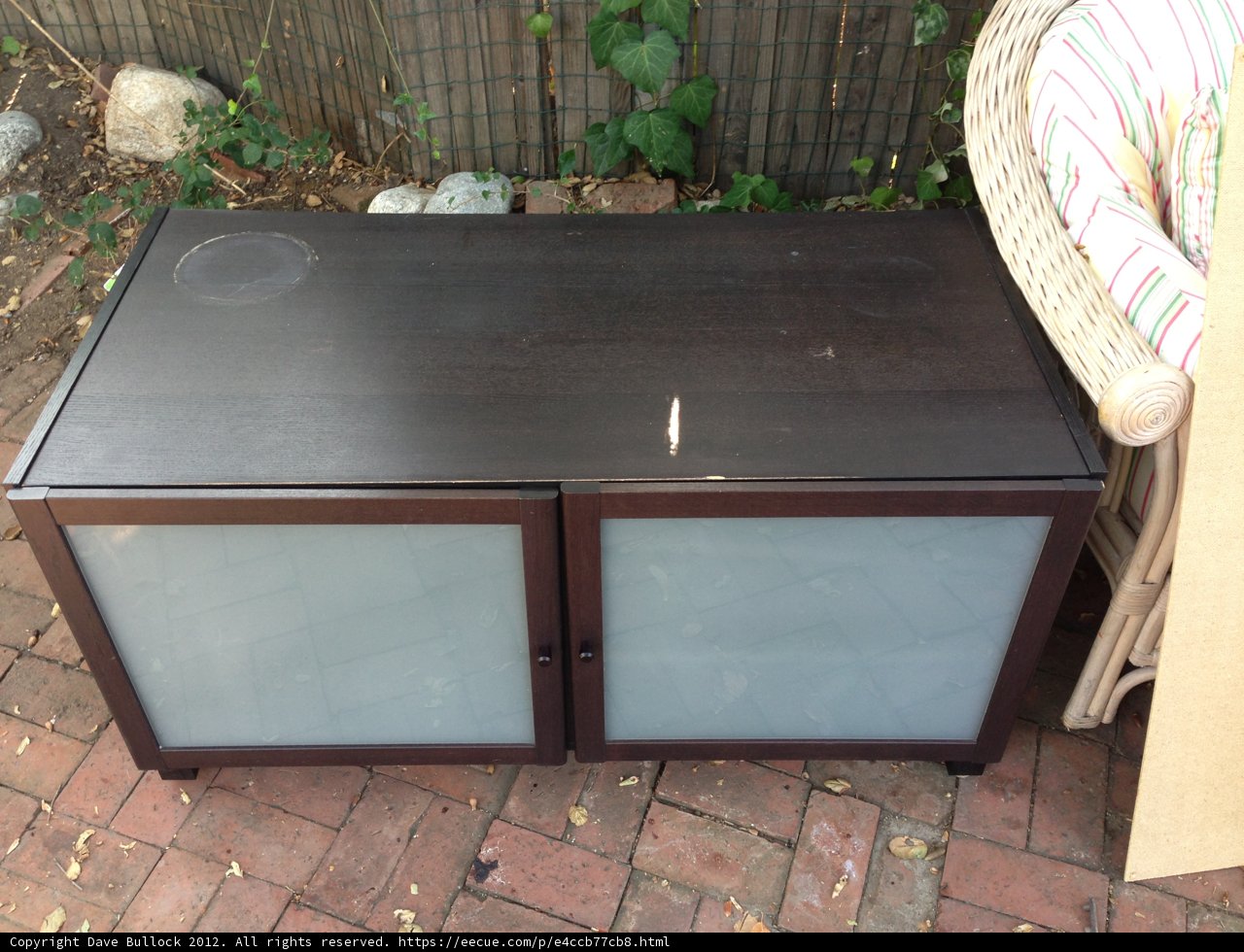Rustic Sideboard Cabinet on Brick Patio