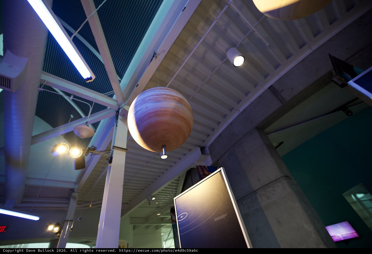 Illuminated Jupiter Model in Science Museum Exhibit