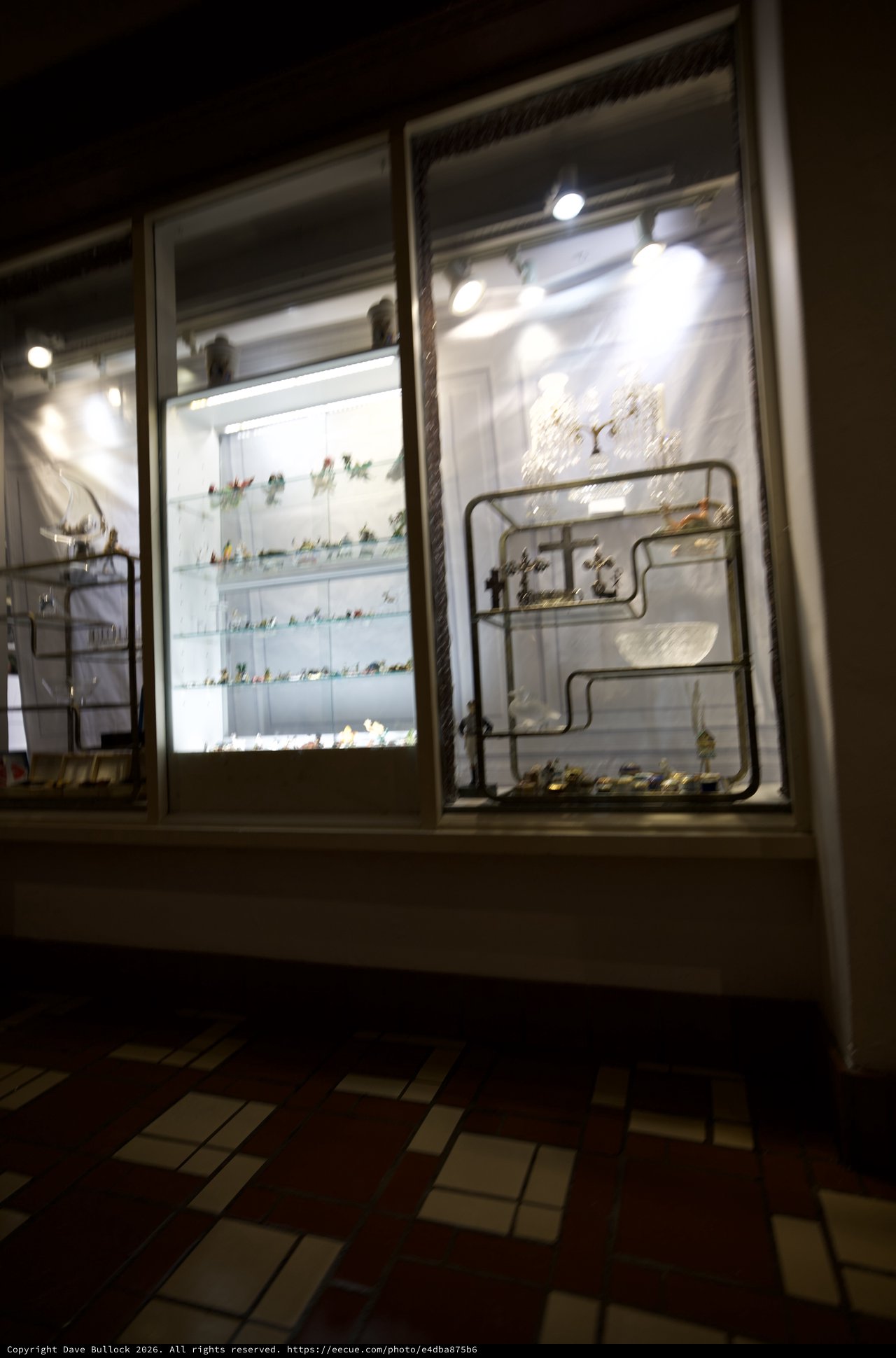 Illuminated Shop Window Display at Night