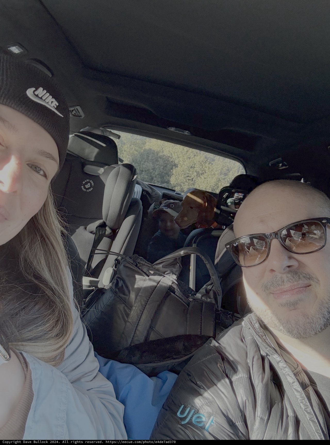 Travel Selfie Inside Packed Car Adventure