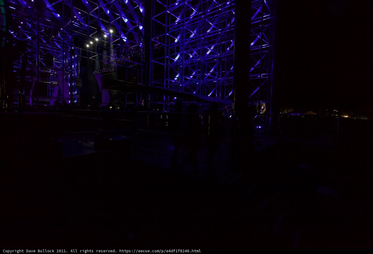 Blue Stage Lights Illuminate Coachella Concert Crowd