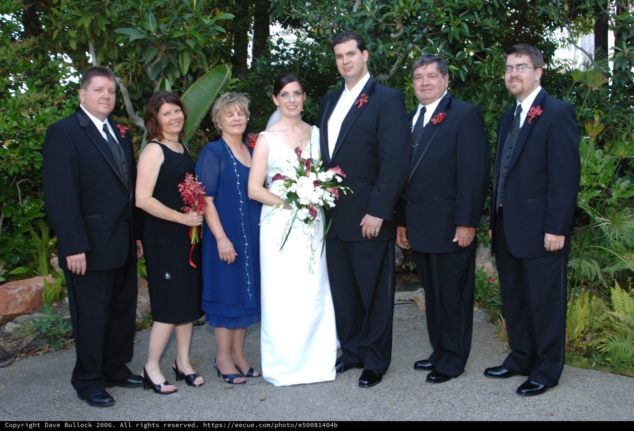 Family Wedding Portrait in Lush Garden Setting