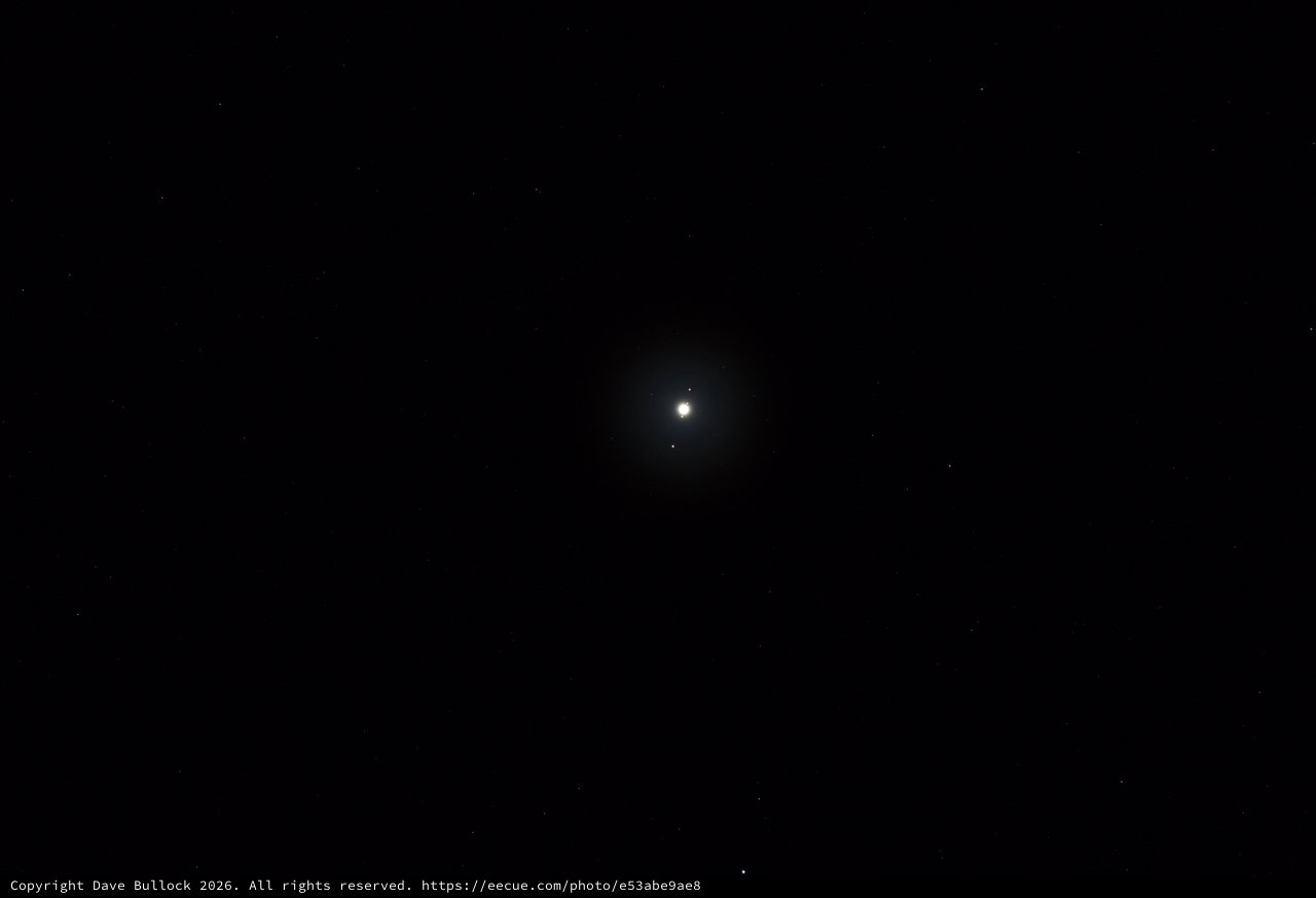 Venus and the Pleiades Star Cluster in Night Sky