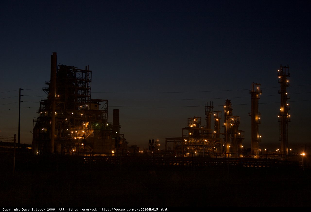 Illuminated Refinery at Night