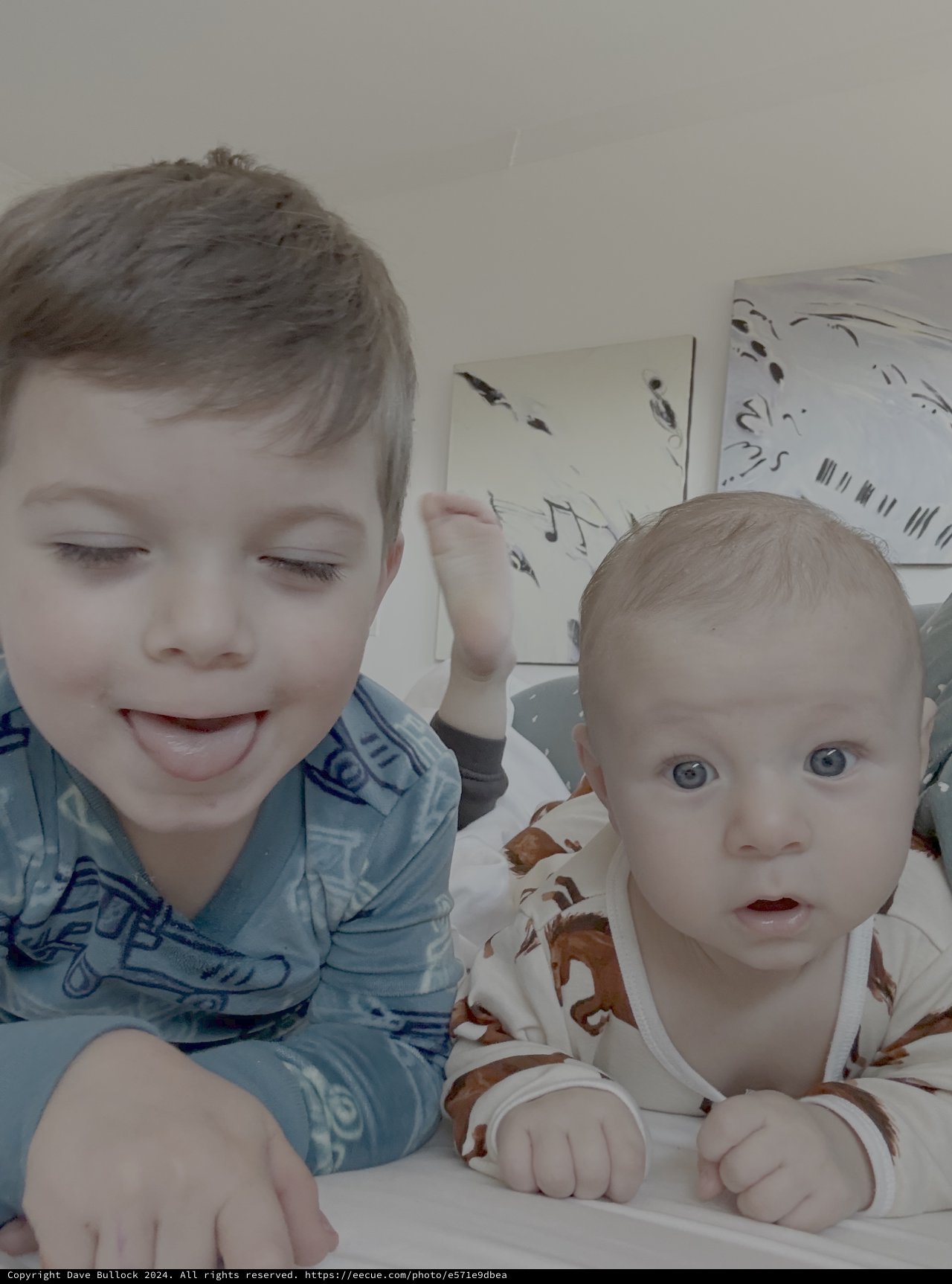 Big Brother Making Baby Smile at Home
