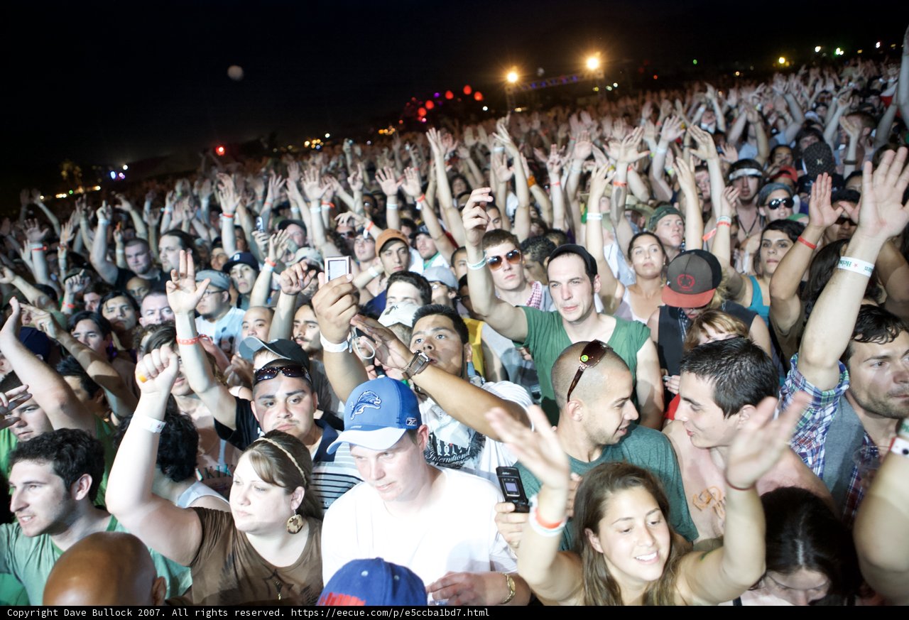 Hands Up in the Night Sky at Coachella Saturday