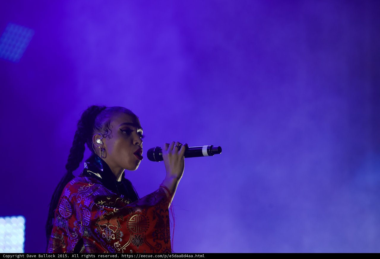 FKA twigs Stunning Profile Portrait Singing Baby Hairs Swirls Multiple Hoop Earrings Red Lipstick Black Choker Braided Ponytails Kimono Gold Chinese Patterns Rings Purple Haze