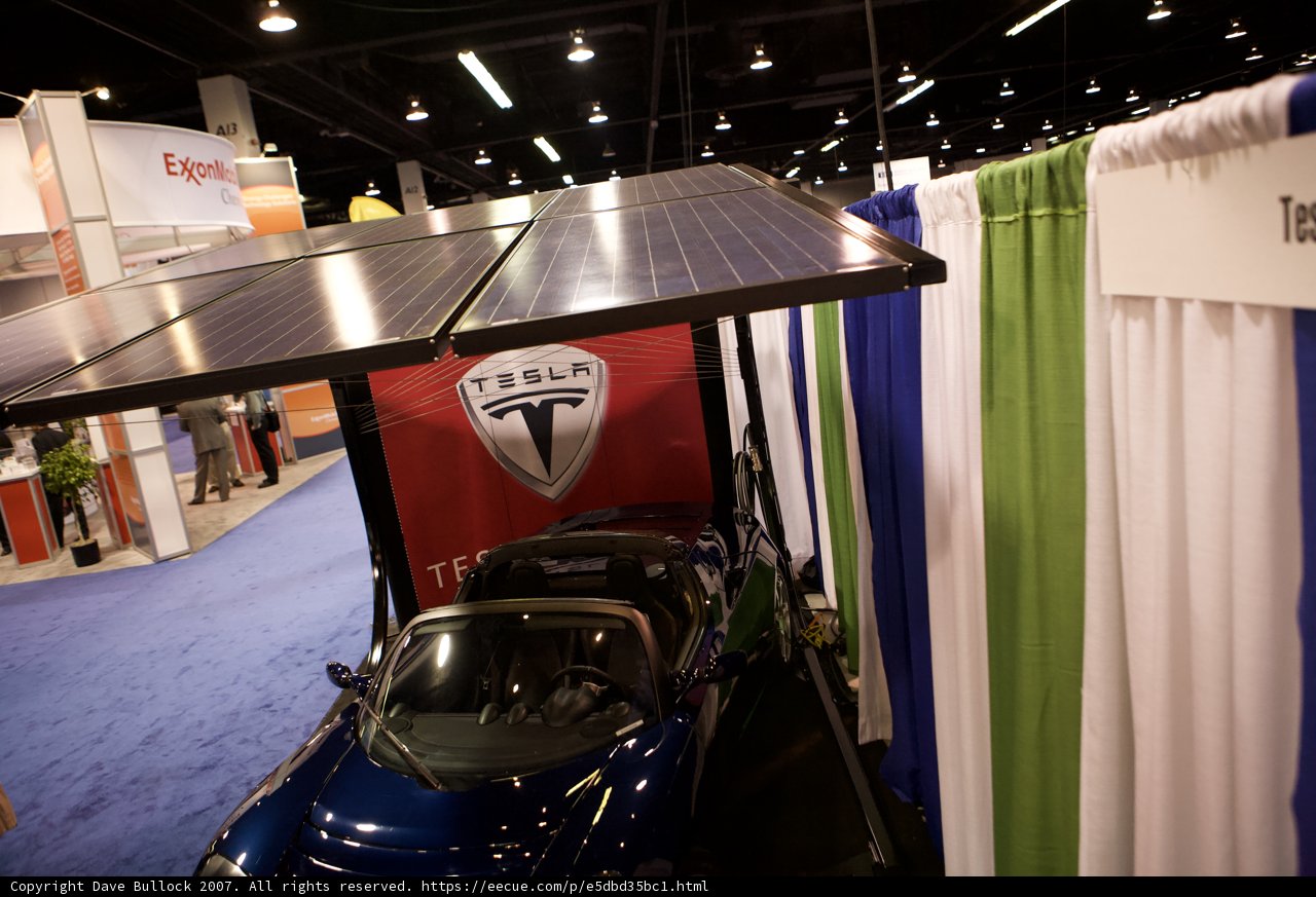 Tesla car powered by solar panel