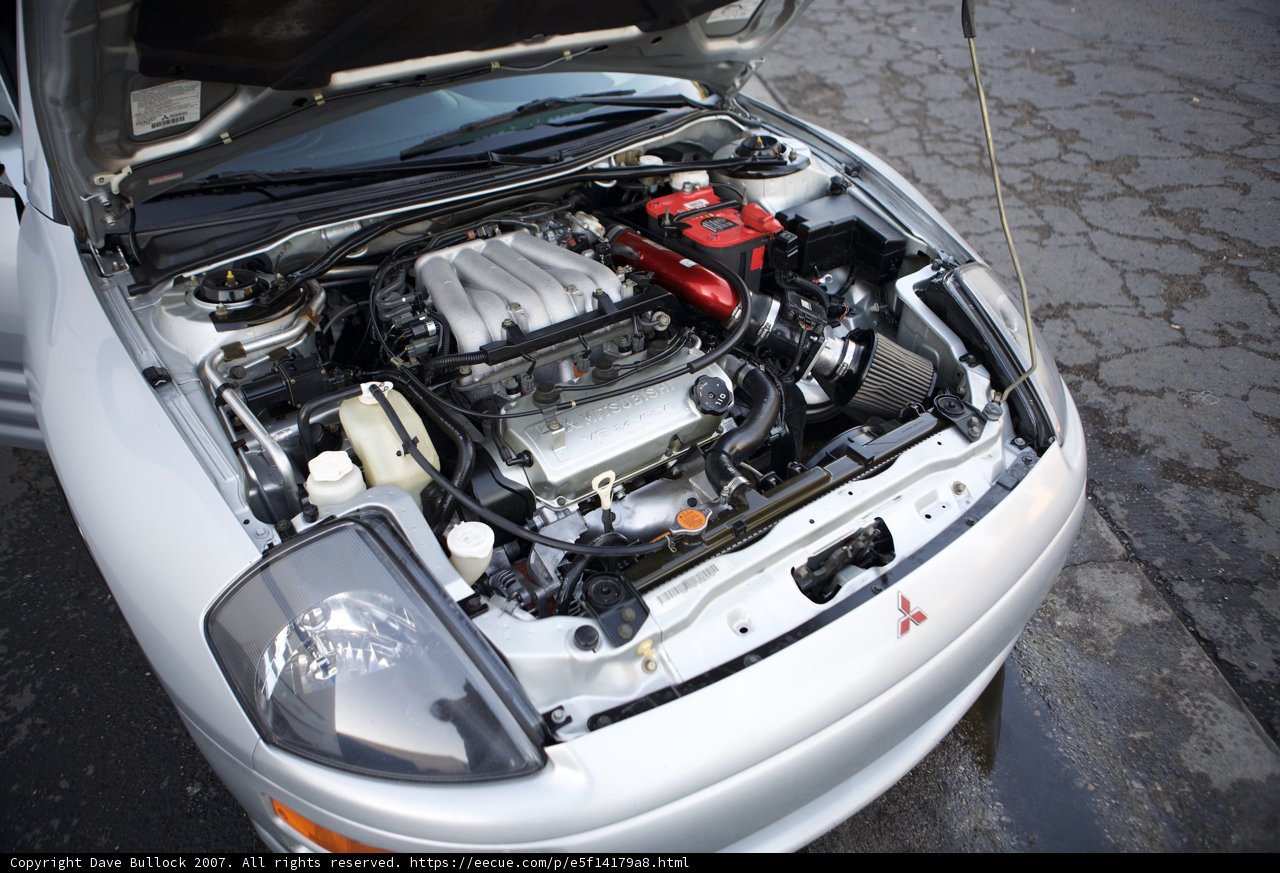 Red Hot Engine in a White Car