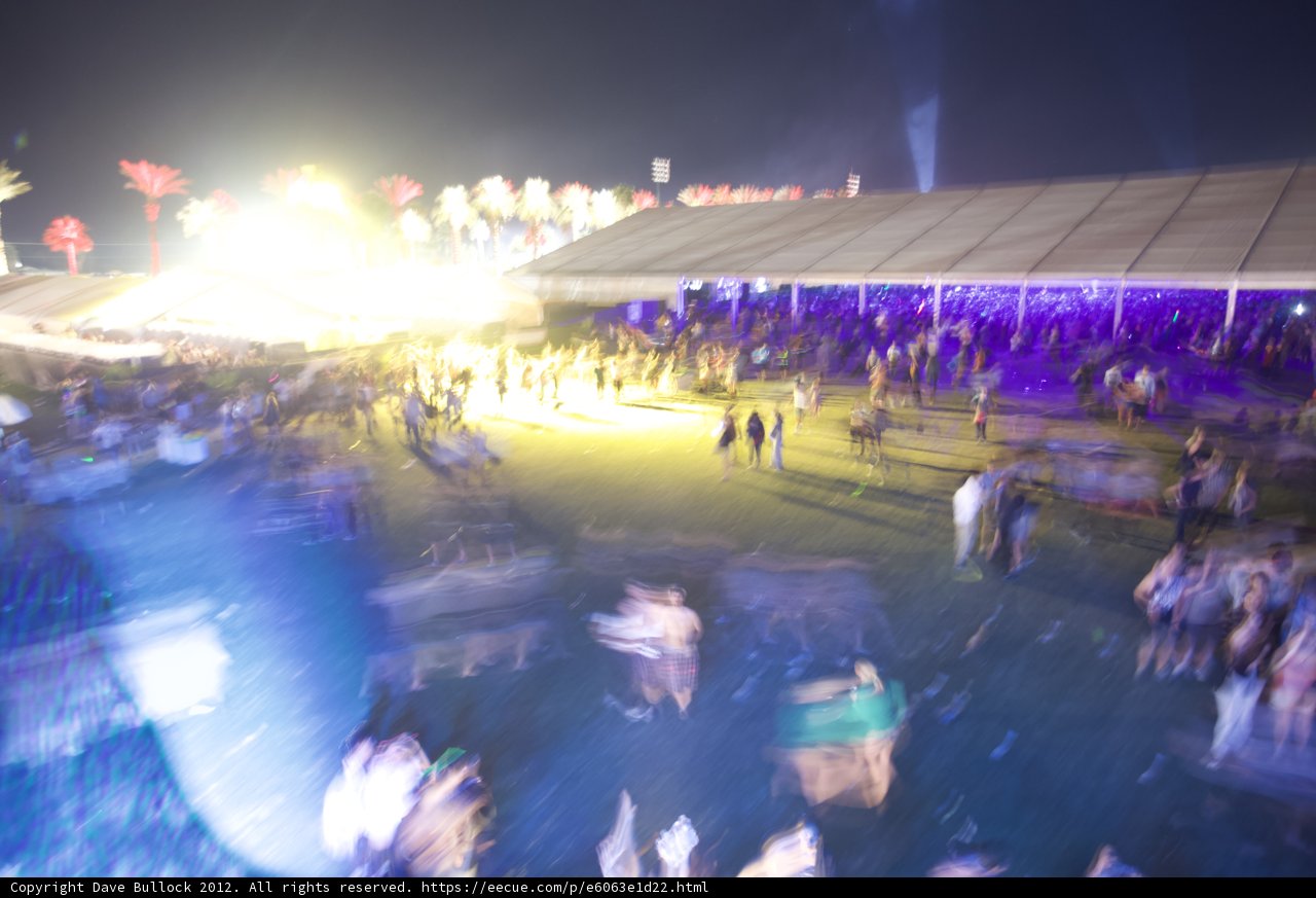 Blurred Night Life at Coachella Festival
