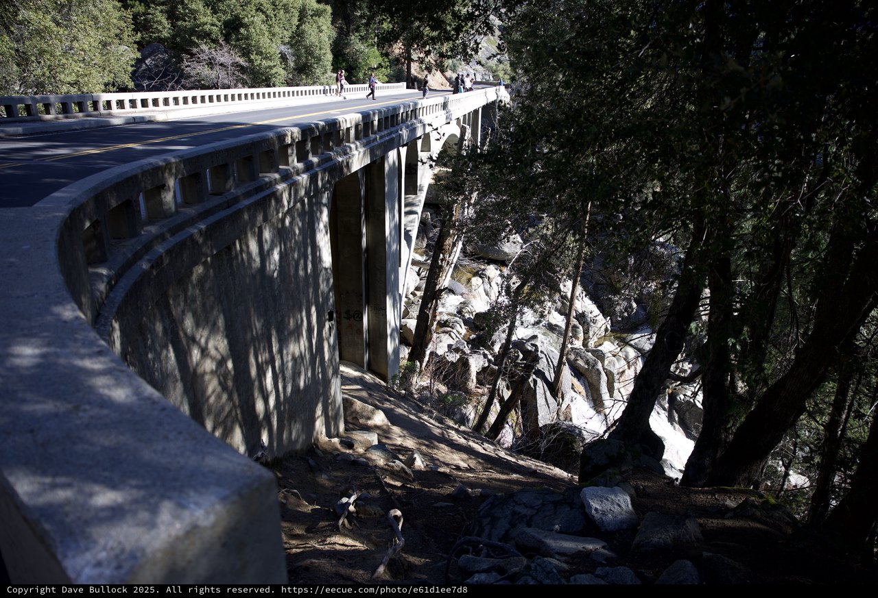 Historic Curved Bridge Spanning Rocky Gorge in Yosemite