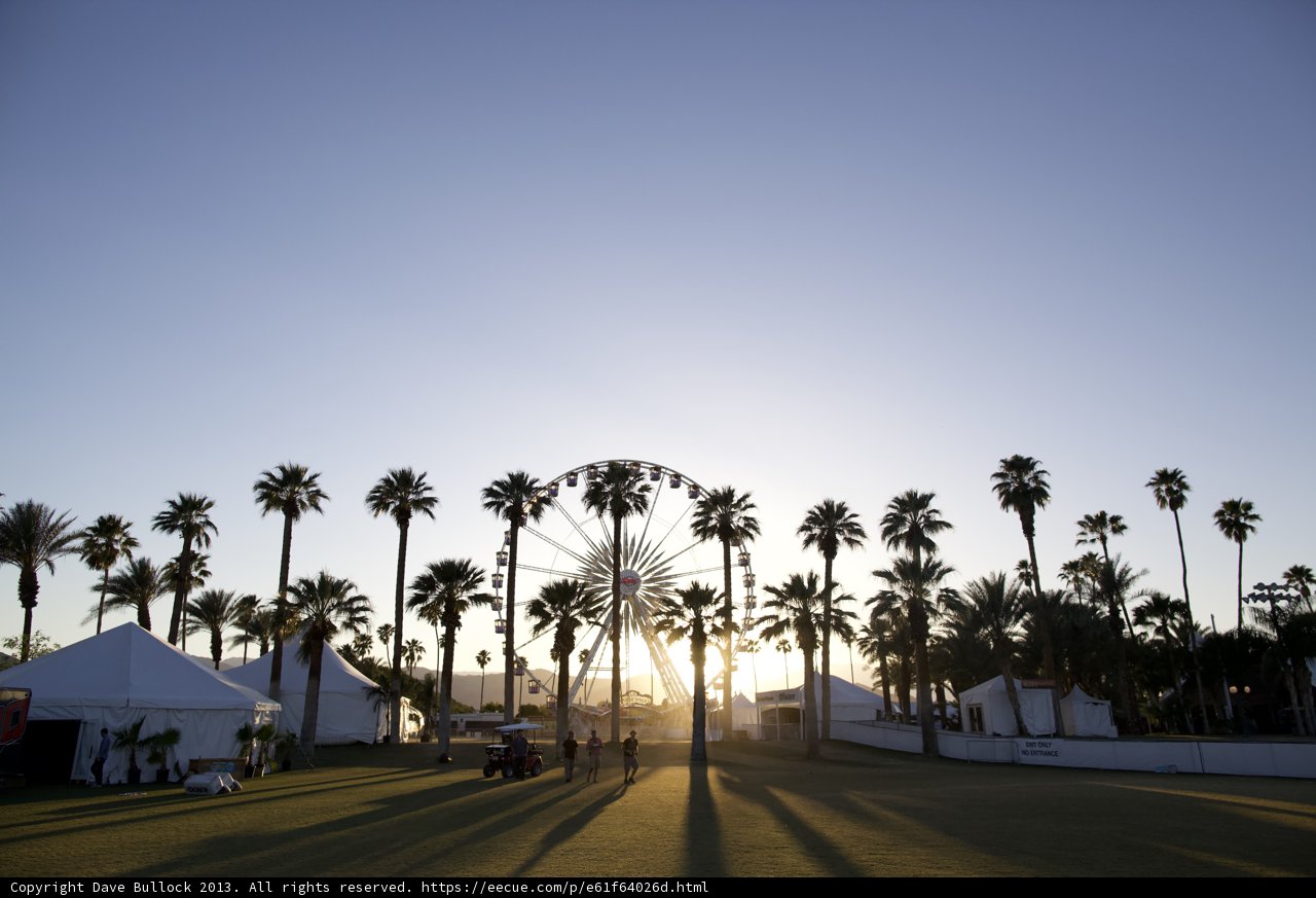 Sunset Glow over Palm Trees and Tent