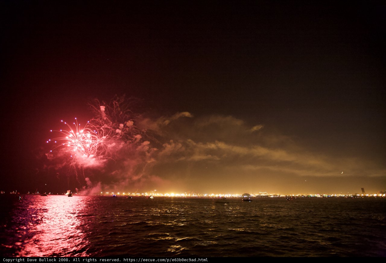 Spectacular Fireworks Display over the Ocean
