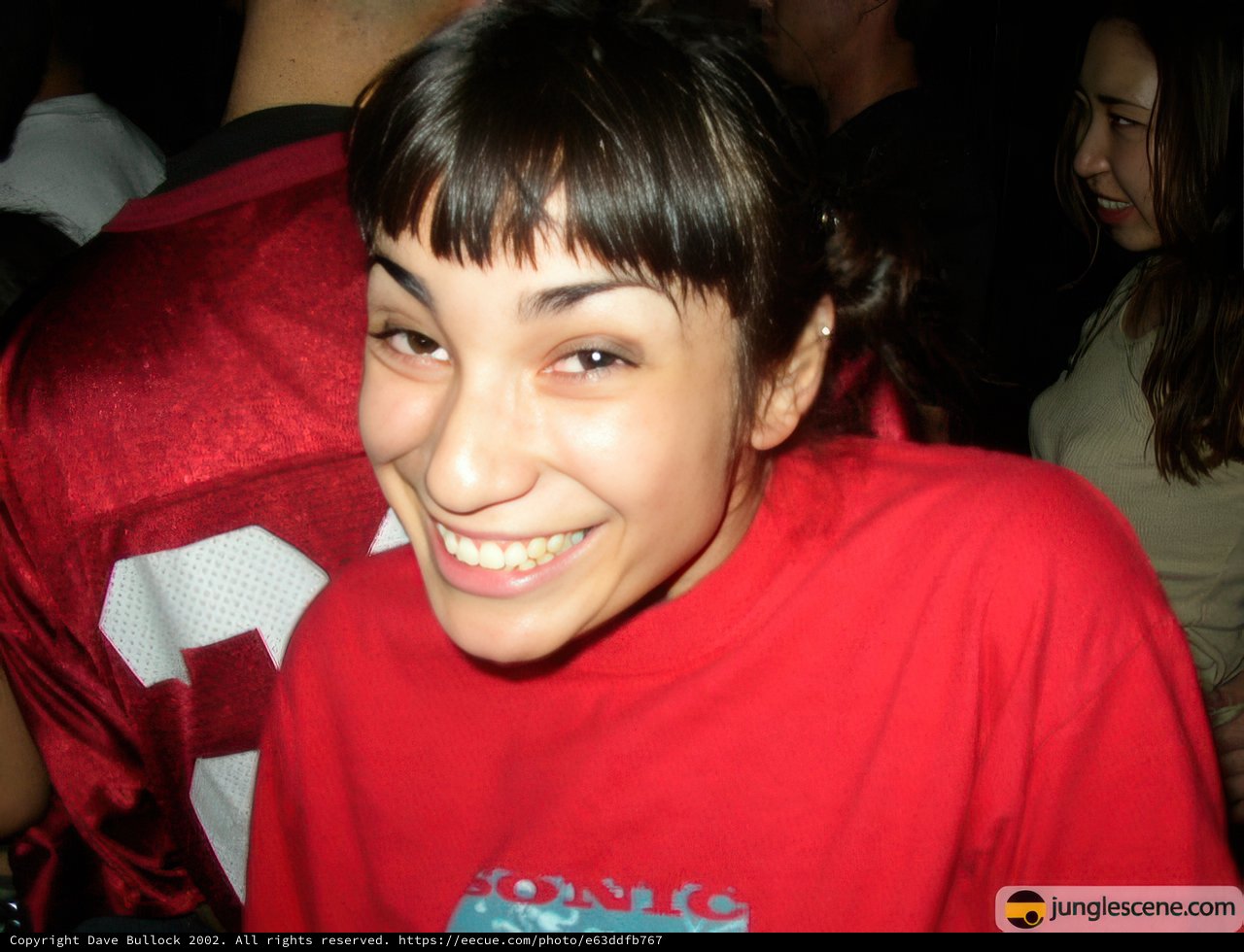 Red Shirted Woman Smiling and Laughing in Summer Portrait