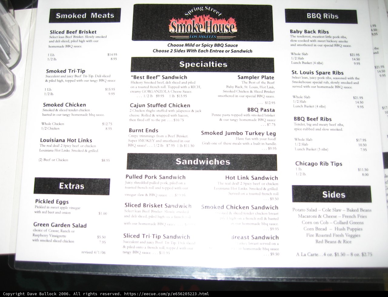 Restaurant Menu in Bold