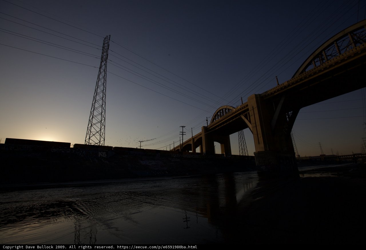 Sunset Over the LA River Bridge