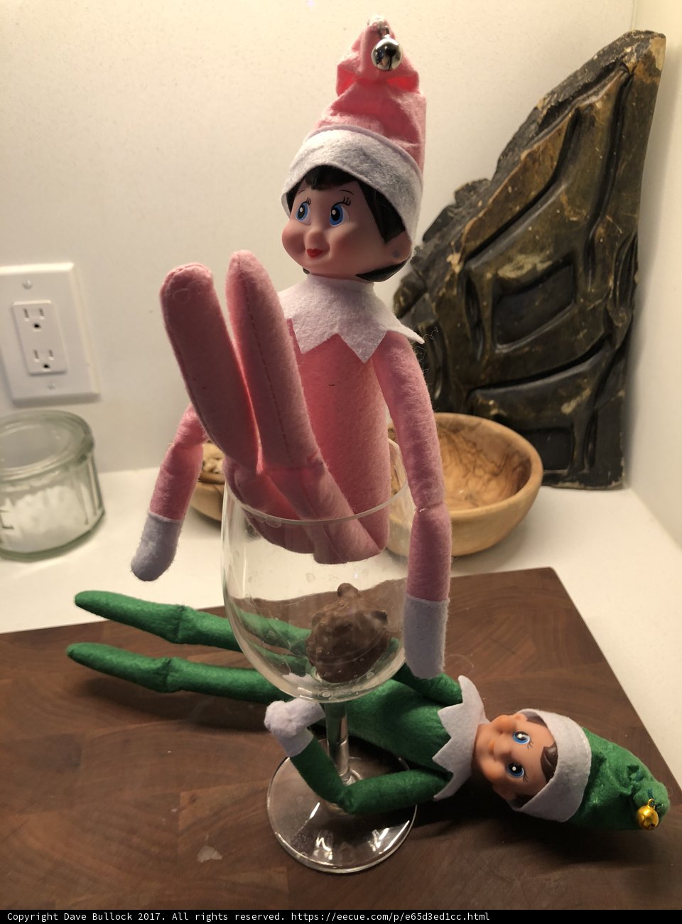 Elf on the Shelf Sipping Wine