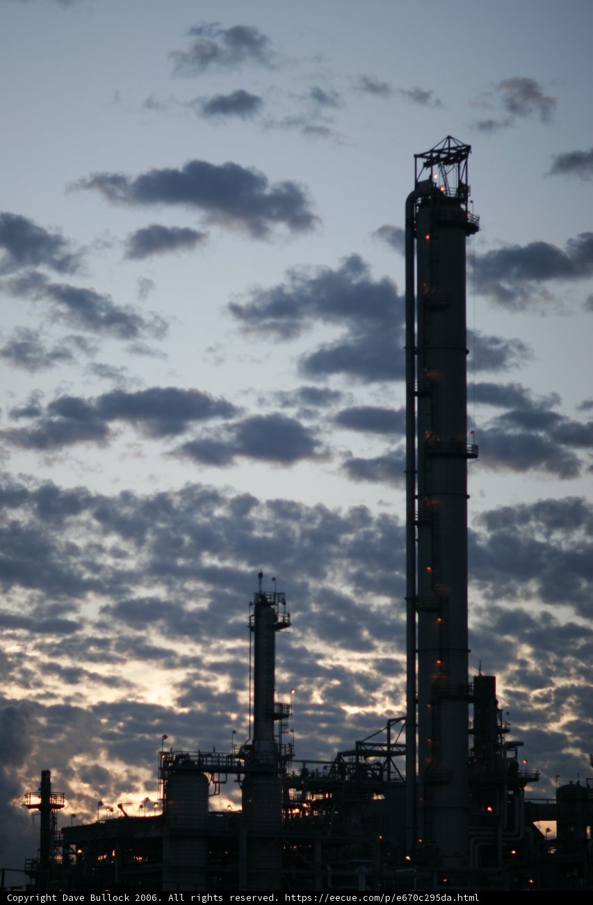 Silhouette of Refinery at Sunset