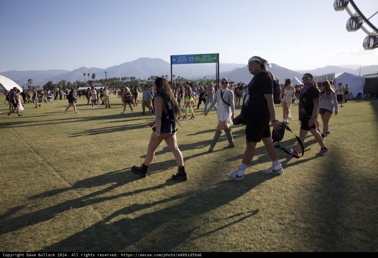 Casual Steps at Coachella 2024: A Sunny Day on the Grass