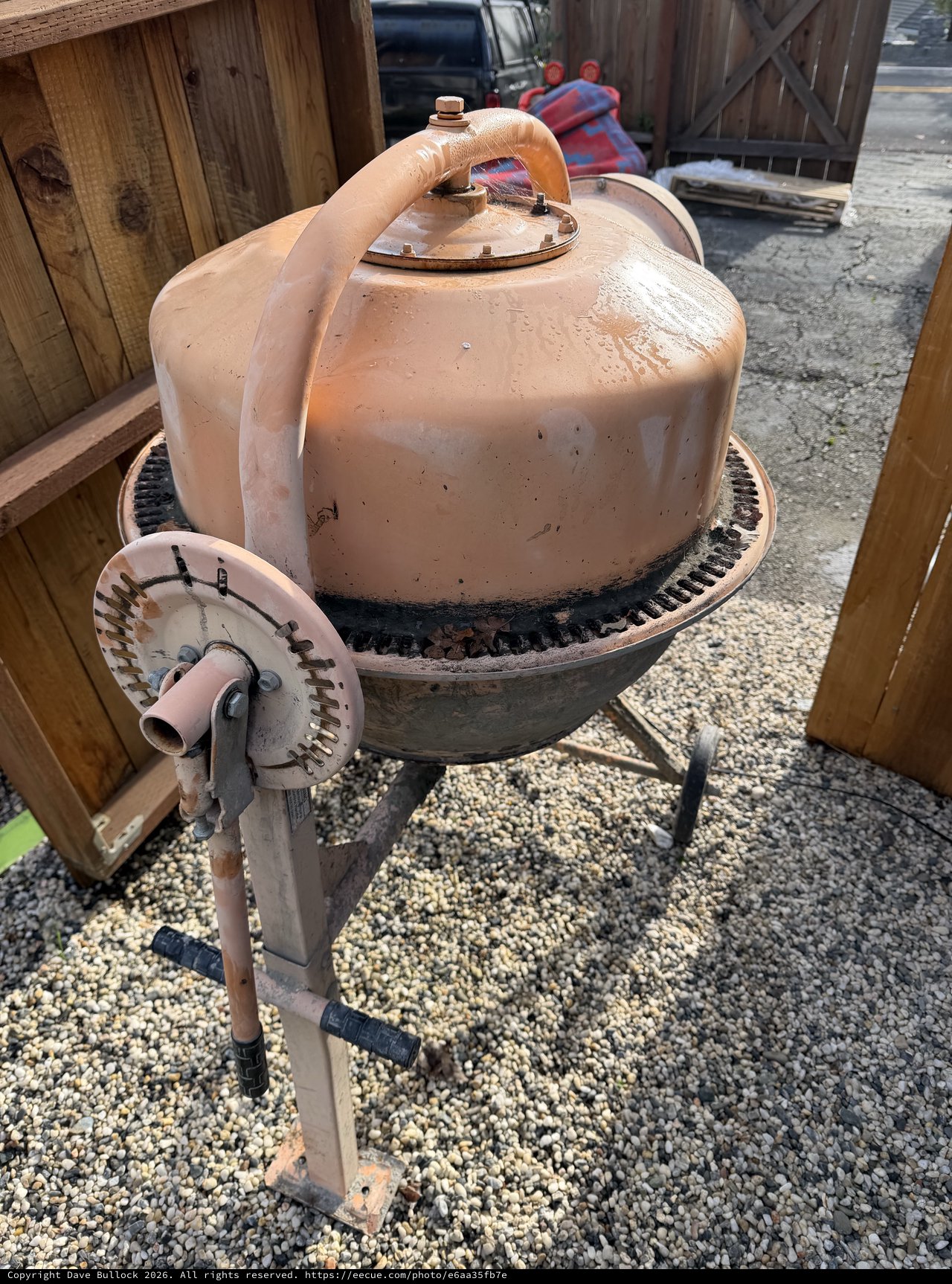 Vintage Copper Kettle Grill on Gravel Patio