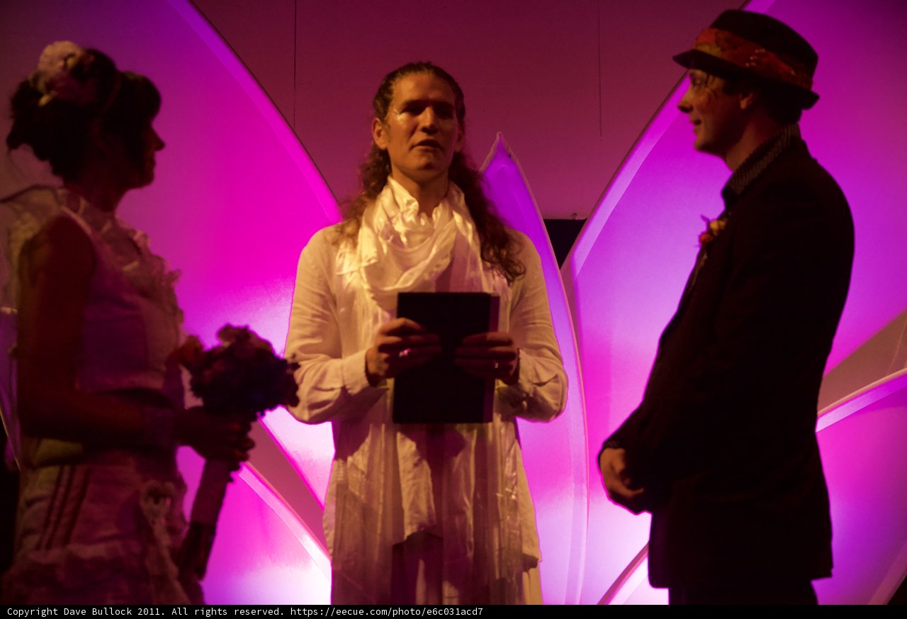 Purple Light Wedding Scene