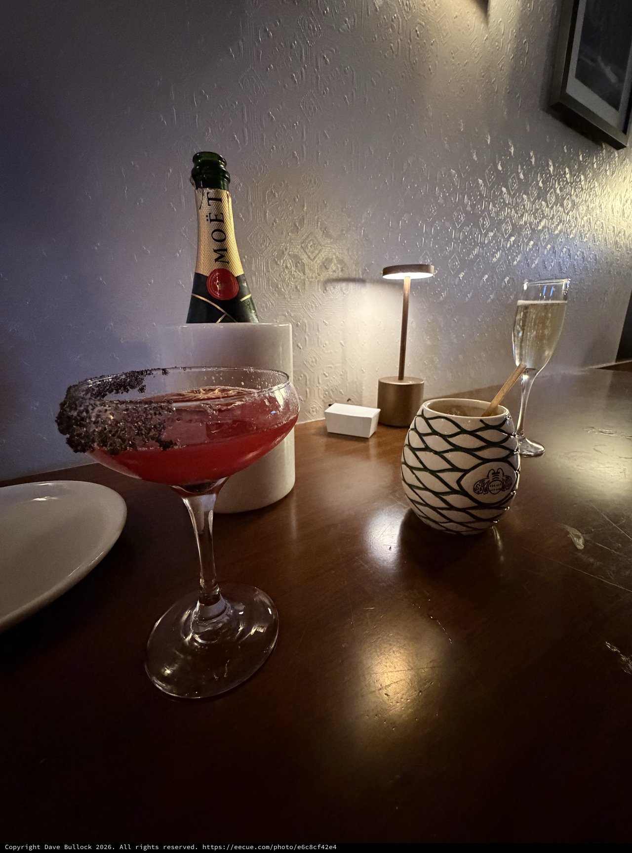Elegant Evening Cocktails and Champagne Setup