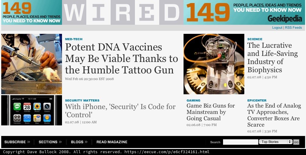Wired Magazine Website Overview