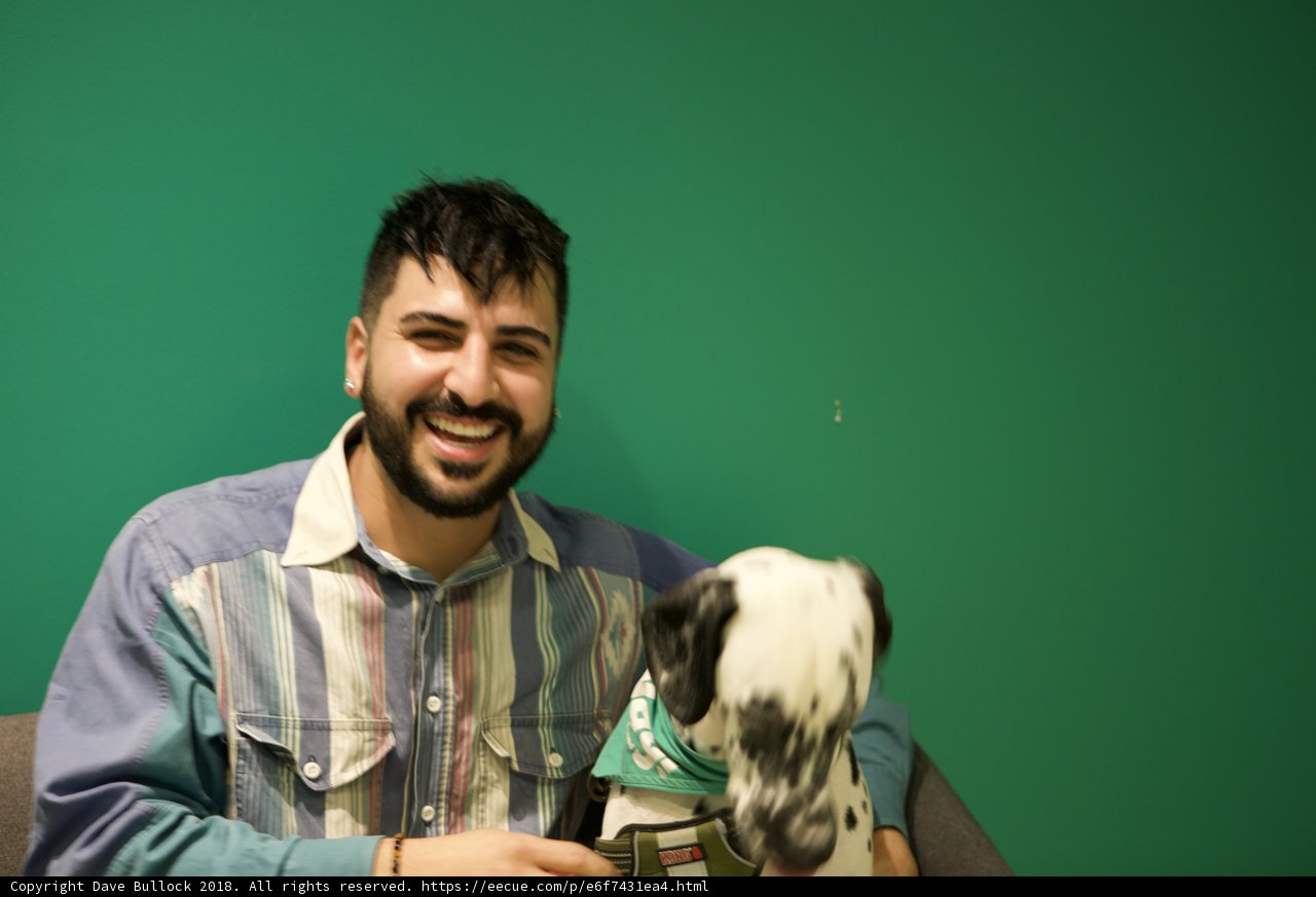 Happy Man and His Canine Companion