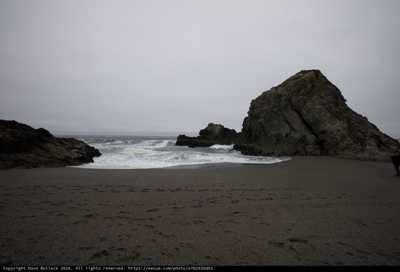 Moody Cove at Dusk with Dark Sand Beach