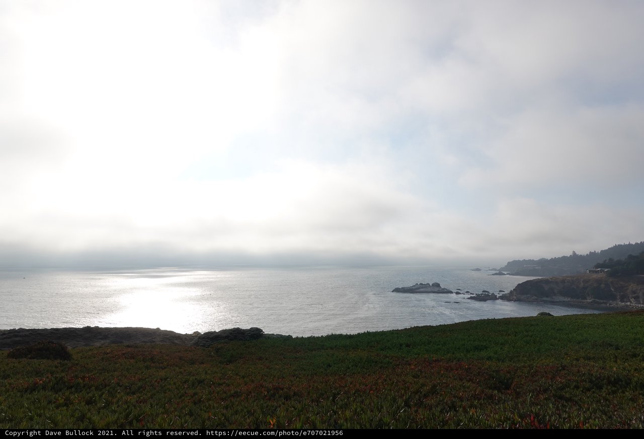 Misty Coastal Morning Along Pacific Shoreline