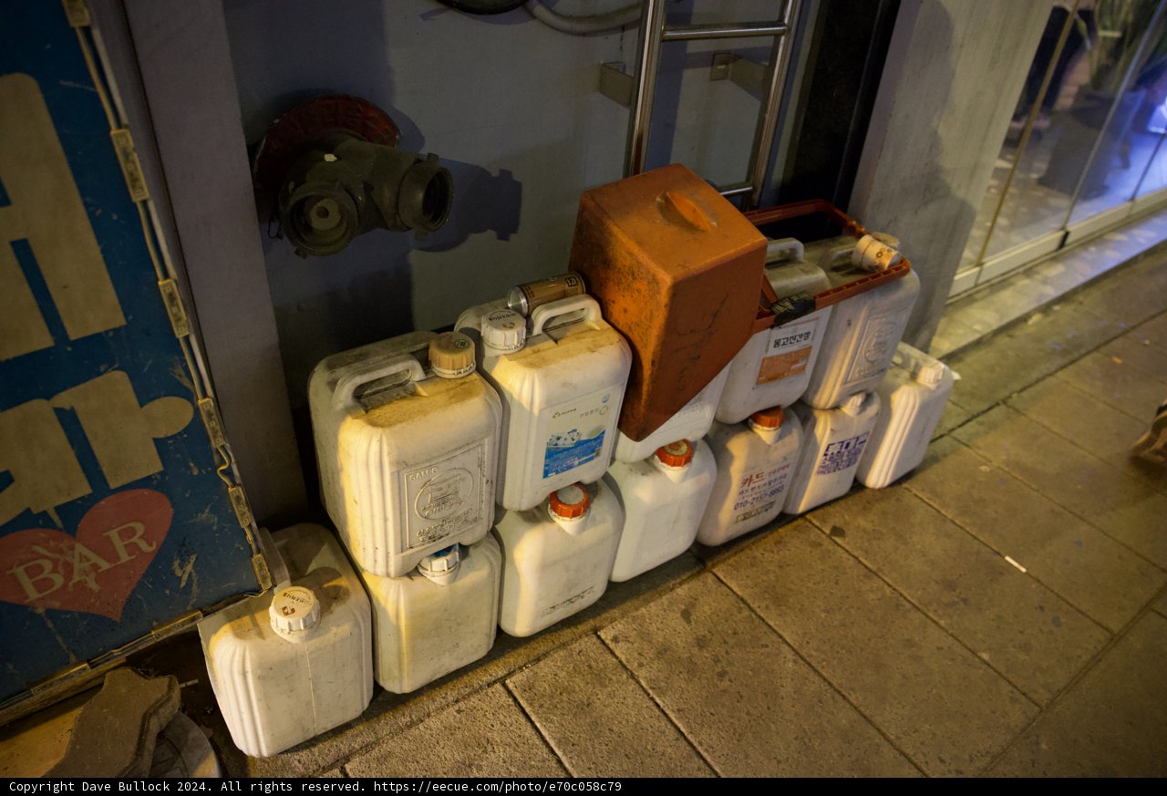 A Line of Jerry Cans in Korea