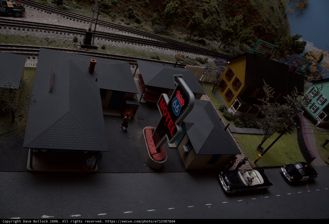 Model Town with Gas Station and Cars